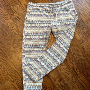 Patagonia Cream, Blue & Brown Patterned Fleece Joggers
